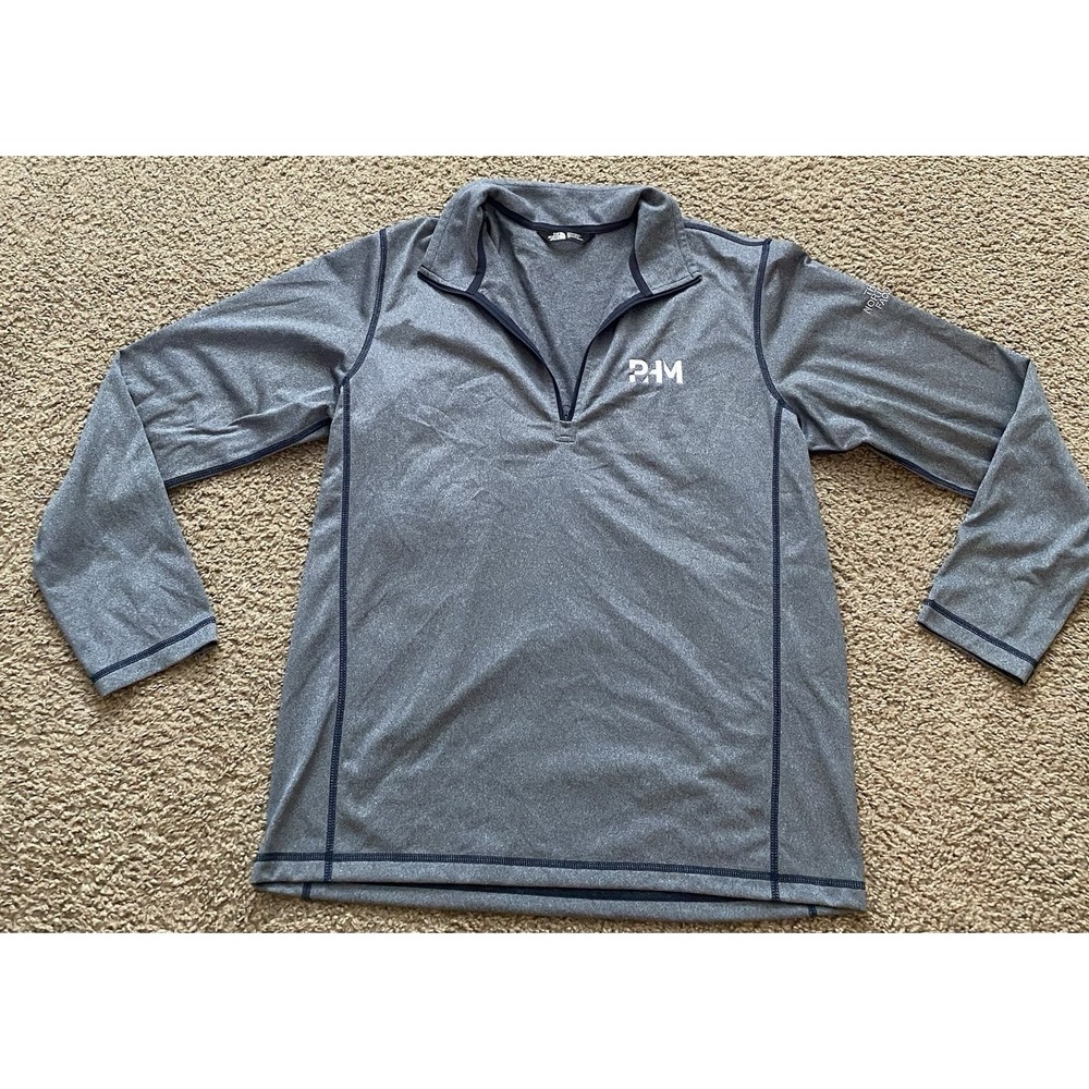 North Face Mens Tech 1/4 Zip Fleece Pullover Outdoors‎ Gray Size Large